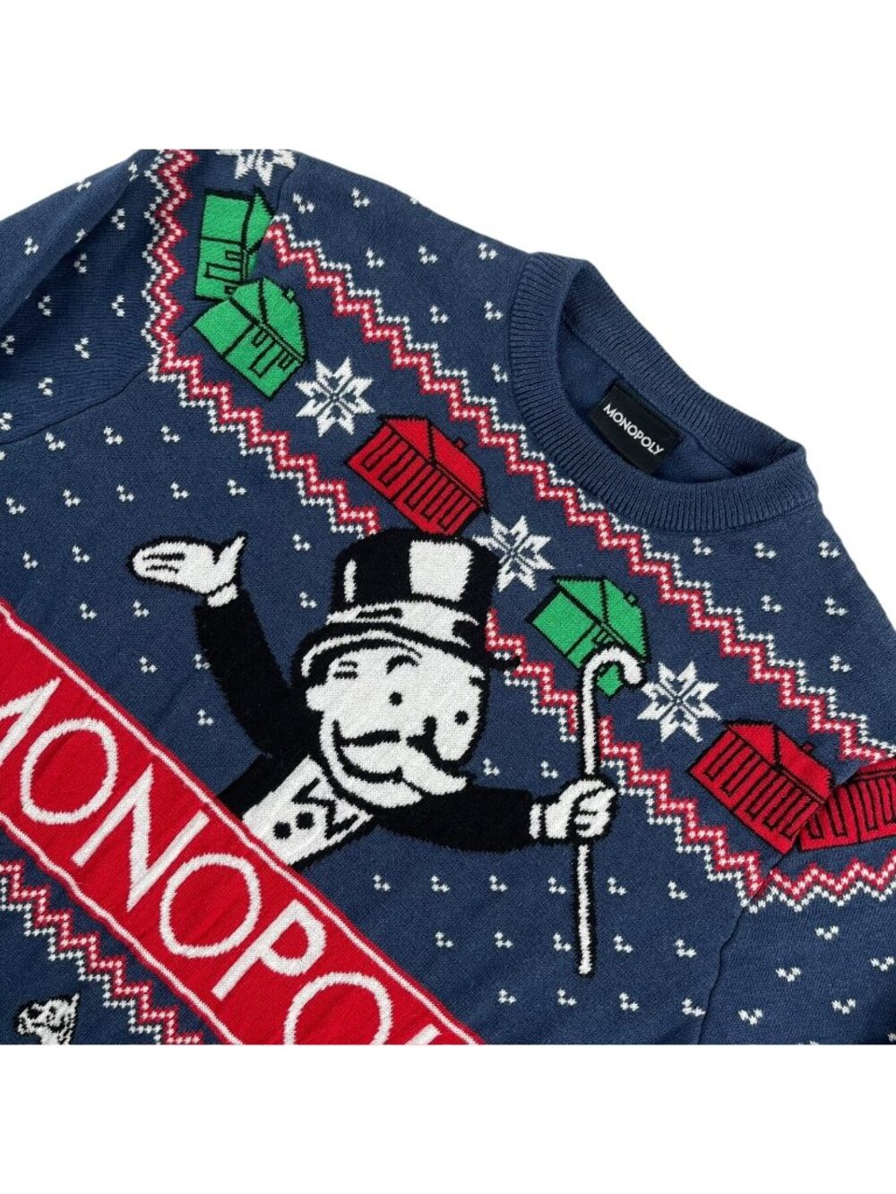 Monopoly Cotton Blend Knit Crew Neck Christmas Sweater Multicolor • XS